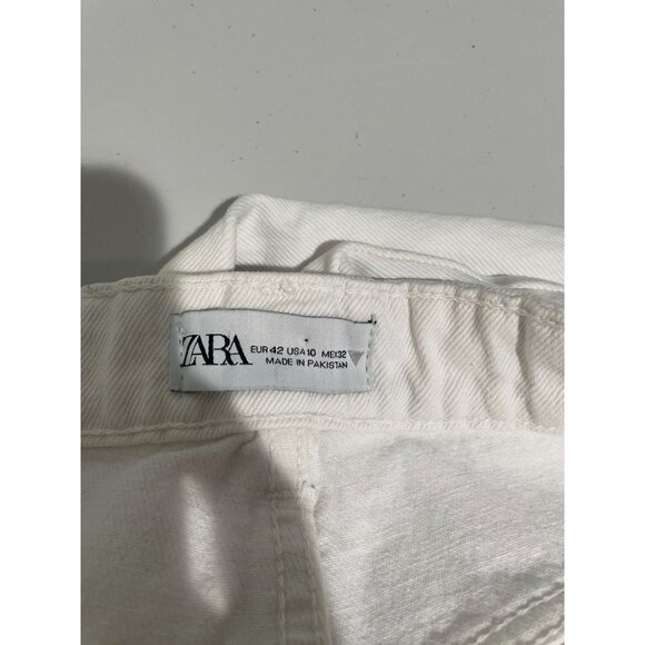 ZARA Women’s High Rise Straight Leg Button Fly Jeans White Size 10 US - Picture 3 of 13